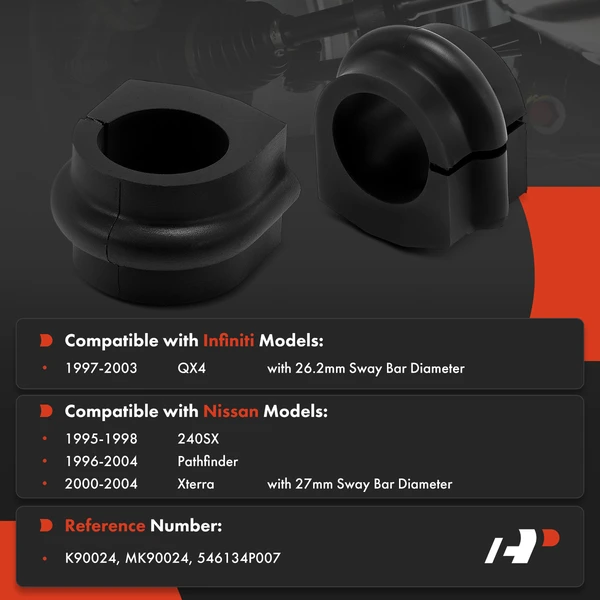 2-Pc Sway Bar Bushing Kit, Front Driver & Passenger To Frame A-Premium APCA9596