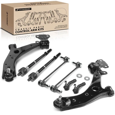 8 Pcs Front Control Arm with Ball Joint Tie Rod End Link Kit