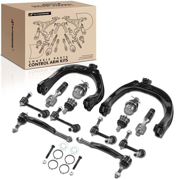 2003 Isuzu Ascender A Set of 14 Control Arm Ball Joint Sway Bar Link Tie Rod End Kit Front & Rear A-Premium APCA3018