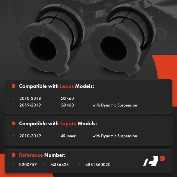 2-Pc Suspension Stabilizer Bar Bushing Kit, Rear To Frame A-Premium APCA9634