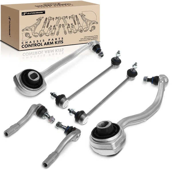A Set of 6 Control Arm Sway Bar Link and Tie Rod End Kit Front Side A-Premium APCA3038