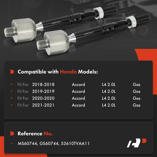2 Pcs Front Inner Tie Rod End for Honda Accord 2018-2021 L4 2.0L Gas