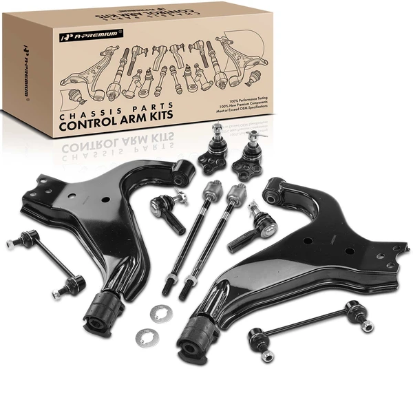 1997-2003 INFINITI QX4 A Set of 10 Control Arm Ball Joint Sway Bar Link Tie Rod End Kit Front Side A-Premium APCA2839