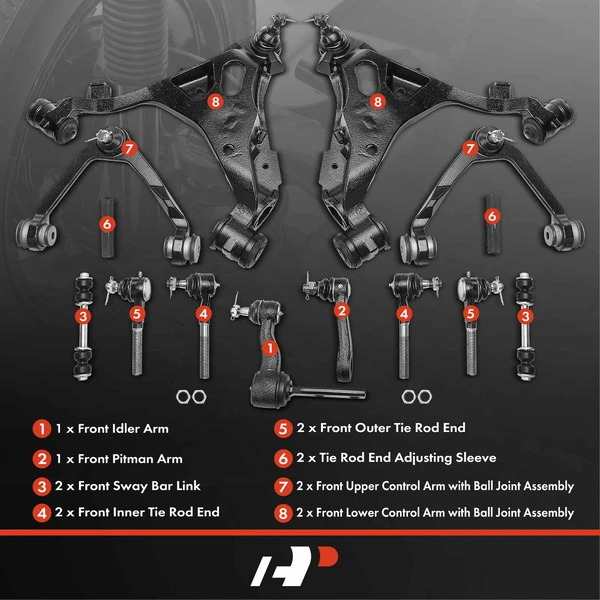 A Set of 14 Control Arm and Sway Bar Link Full Kit Front Side A-Premium APCA3839