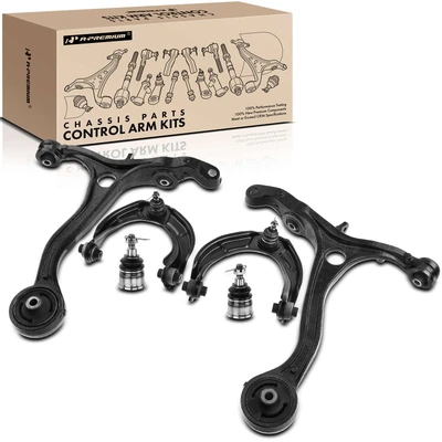 6 Pcs Front Lower & Upper Control Arm with Ball Joints