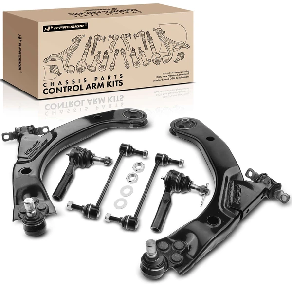 A Set of 6 Control Arm Sway Bar Link and Tie Rod End Kit Front Lower A-Premium APCA2864