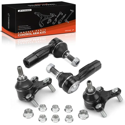 4 Pcs Front Lower & Outer Suspension Ball Joint & Tie Rod End Kit