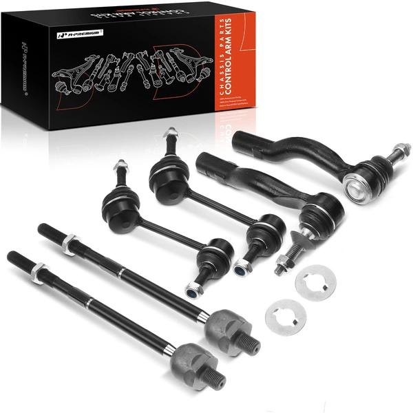 2003-2011 Mercury Grand Marquis A Set of 6 Sway Bar Link and Tie Rod End Kit Front, Inner & Outer A-Premium APCA2912
