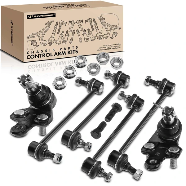 A Set of 6 Ball Joint and Sway Bar Link Kit Front & Rear A-Premium APCA2914