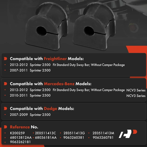 2-Pc Sway Bar Bushing, Rear To Frame A-Premium APCA9620