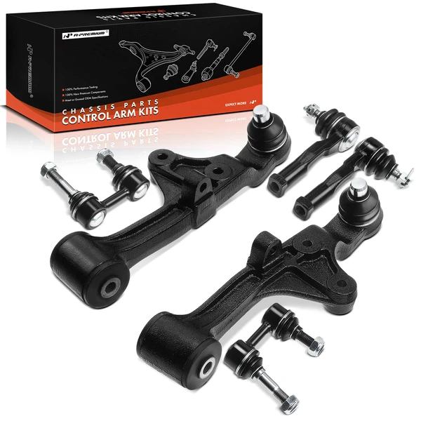 2002-2005 Kia Sedona A Set of 6 Control Arm Sway Bar Link and Tie Rod End Kit Front Side A-Premium APCA2933