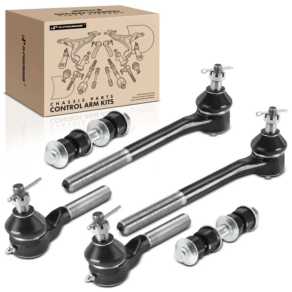 A Set of 6 Sway Bar Link and Tie Rod End Kit Front, Inner & Outer A-Premium APCA2958