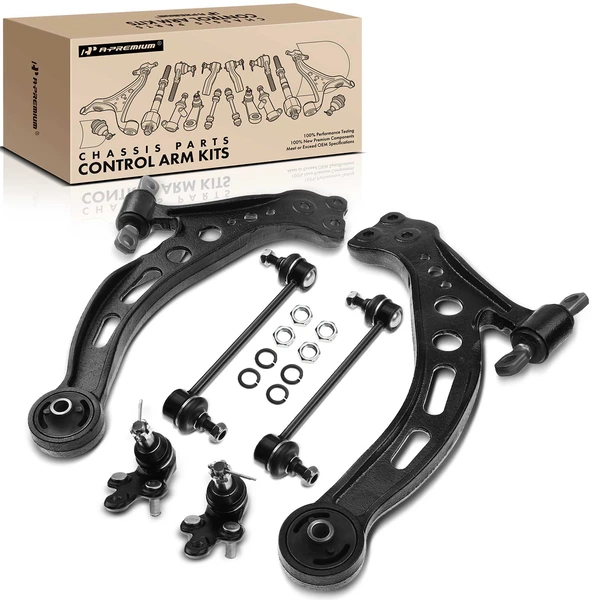 A Set of 6 Control Arm Ball Joint and Sway Bar Link Kit Front Lower A-Premium APCA2973