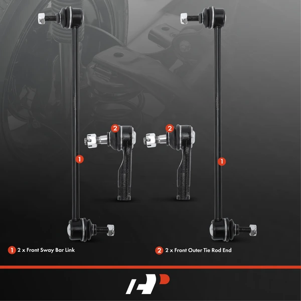 A Set of 4 Sway Bar Link and Tie Rod End Kit Front Side A-Premium APCA2978