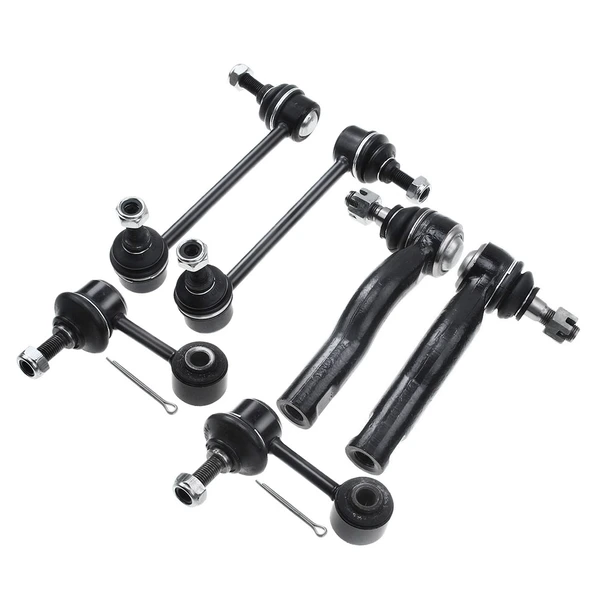 A Set of 6 Sway Bar Link and Tie Rod End Kit Front & Rear, Outer A-Premium APCA2981