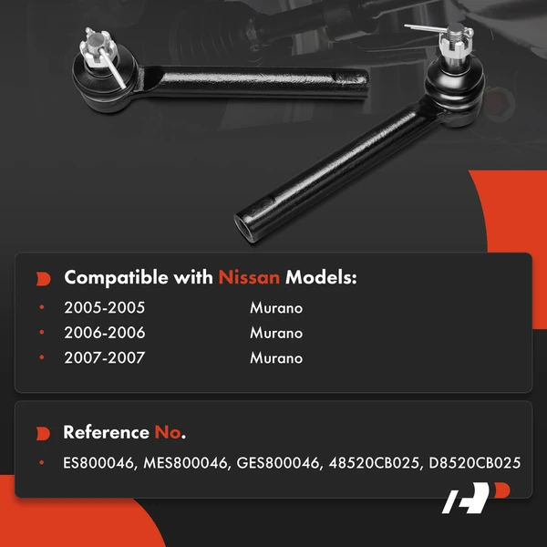 2 Pcs Front Outer Tie Rod Ends for Nissan Murano 2005-2007