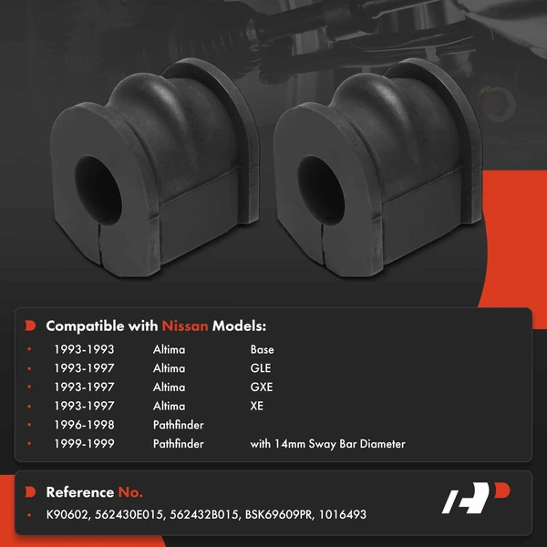 2-Pc Sway Bar Bushing Kit, Rear Driver & Passenger To Frame A-Premium APCA9719