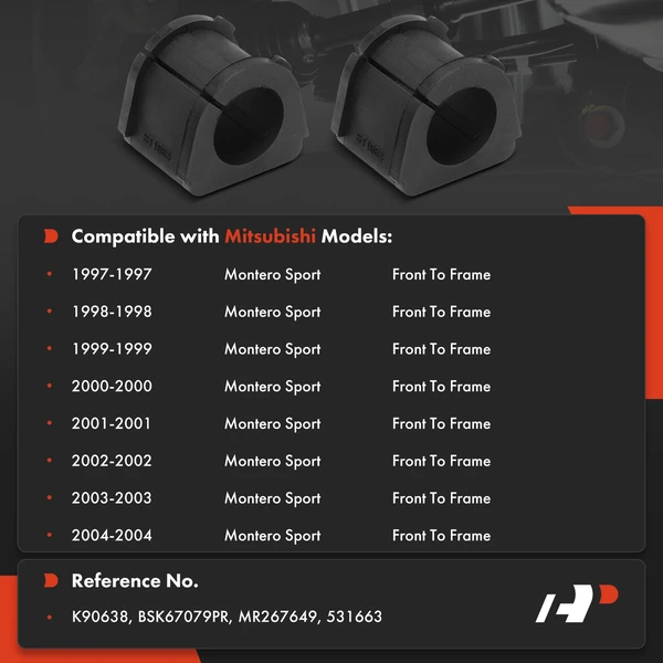 2-Pc Sway Bar Bushing Kit, Front Driver & Passenger To Frame A-Premium APCA9729