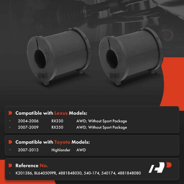 2 Suspension Stabilizer Bar Bushing Kit Rear To Frame A-Premium APCA9741