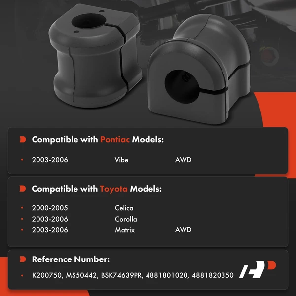 2-Pc Sway Bar Bushing Kit, Rear To Frame A-Premium APCA9684