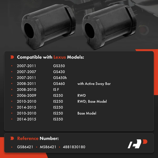 2-Pc Sway Bar Bushing Kit, Rear To Frame A-Premium APCA9688