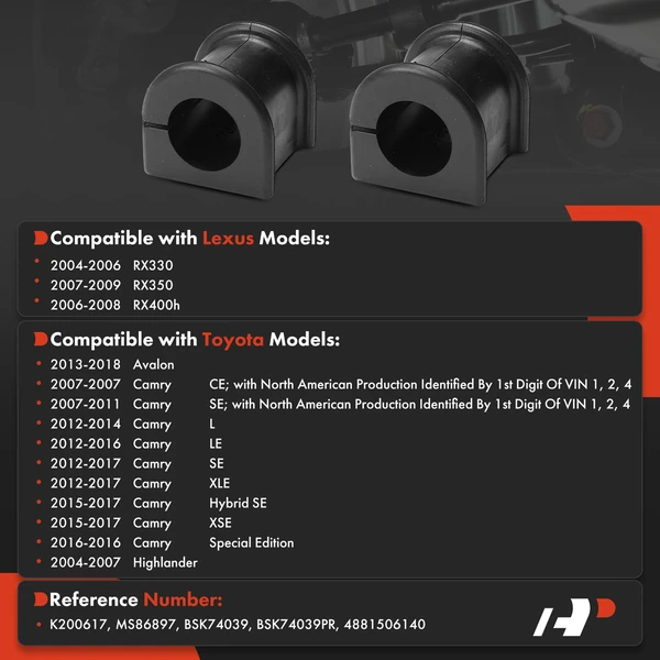 2-Pc Stabilizer Bar Bushing, Front To Frame A-Premium APCA9696