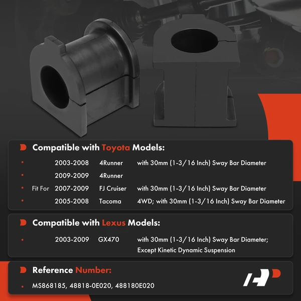 2-Pc Sway Bar Bushing, Front To Frame A-Premium APCA9698