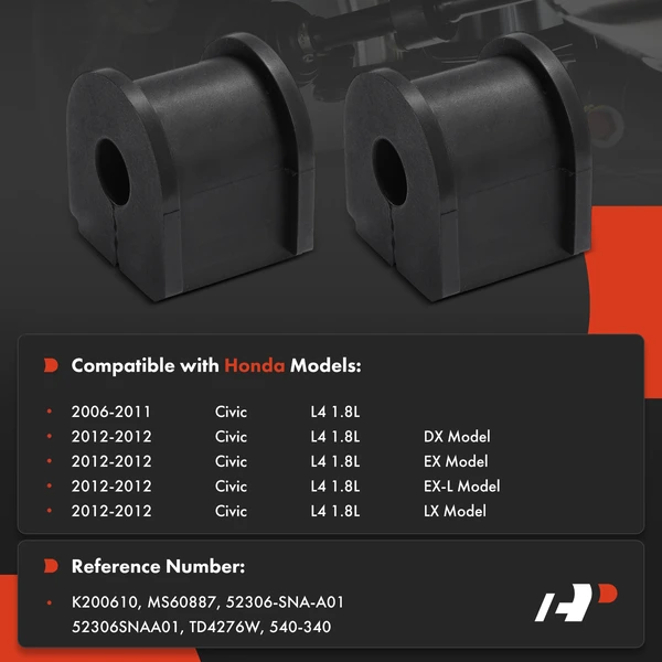 2-Pc Sway Bar Bushing Kit, Rear To Frame A-Premium APCA9764