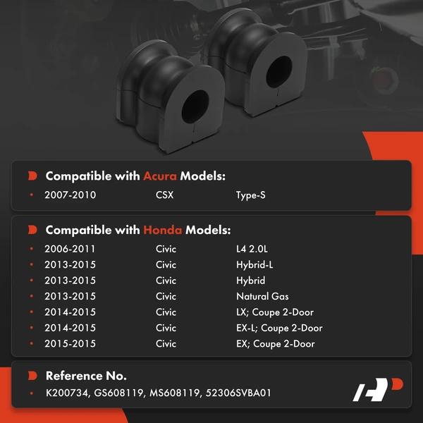 2-Pc Sway Bar Bushing, Rear Side A-Premium APCA9765