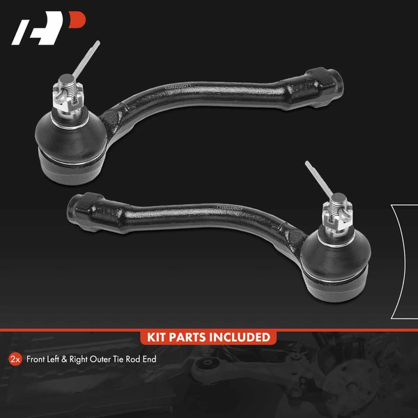 2 Pcs Left & Right Outer Tie Rod End for Kia Rio Rio5 2006-2011 L4 1.6L