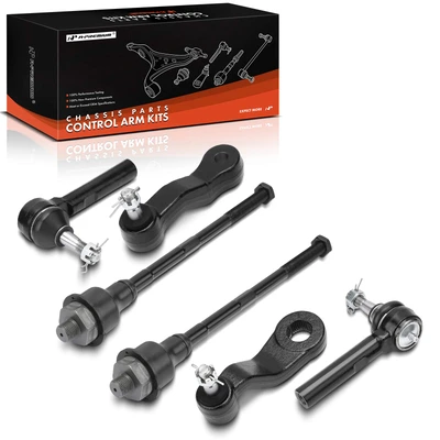 6 Pcs Front Inner & Outer Tie Rod & Idler Arm Pitman Arm