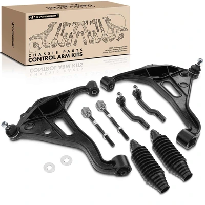 8 Pcs Front Lower Control Arm with Ball Joint Tie Rod End