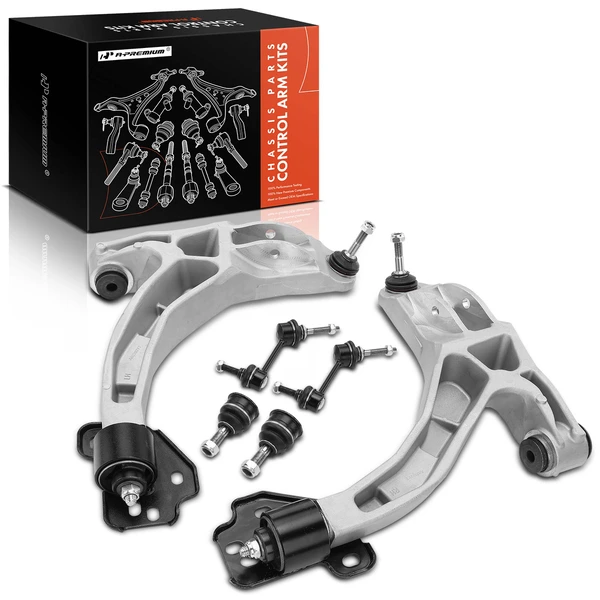 A Set of 6 Control Arm Ball Joint and Sway Bar Link Kit Front Lower A-Premium APCA3898