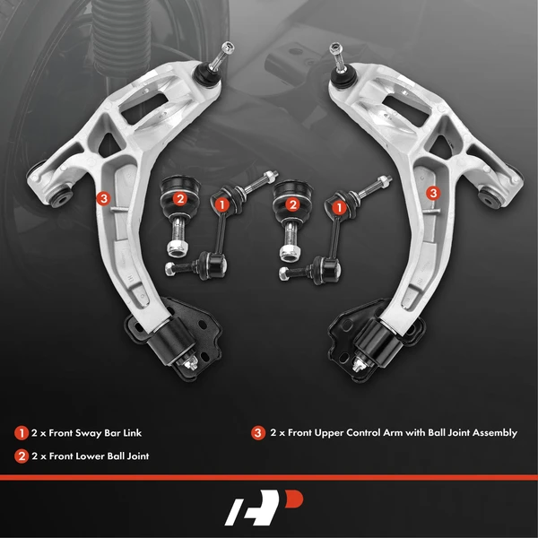 A Set of 6 Control Arm Ball Joint and Sway Bar Link Kit Front Lower A-Premium APCA3898