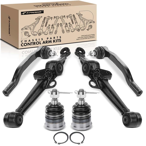 1997-1999 Acura CL A Set of 6 Control Arm Ball Joint and Tie Rod End Kit Front Side A-Premium APCA3903