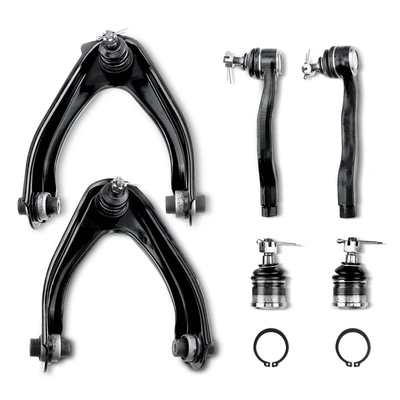 6 Pcs Front Upper Control Arm with Ball Joint Tie Rod End
