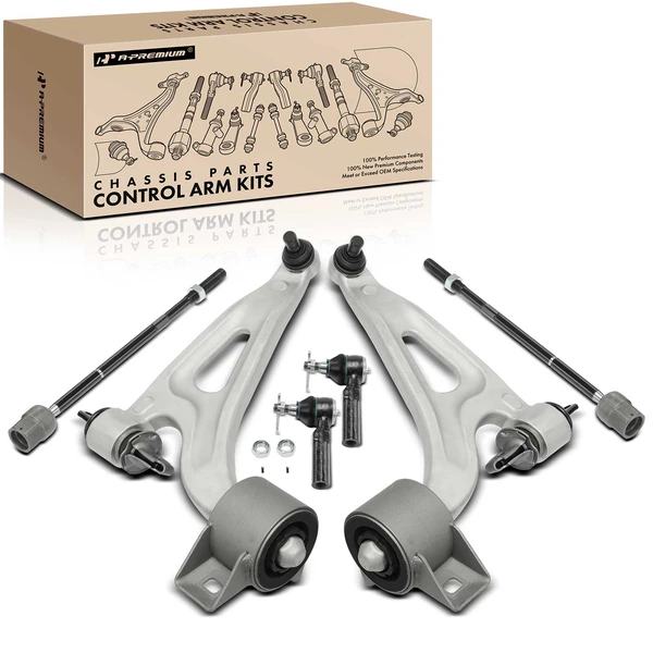 2004-2007 Mercury Monterey A Set of 6 Control Arm and Tie Rod End Kit Front Side A-Premium APCA3913