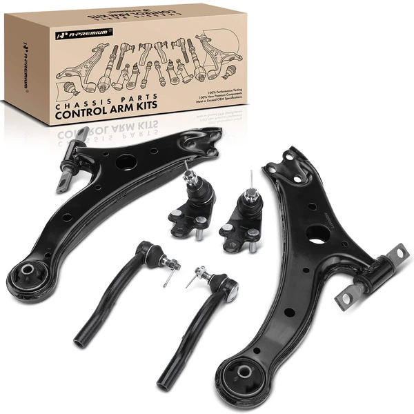A Set of 6 Control Arm Ball Joint and Tie Rod End Kit Front Side A-Premium APCA3924