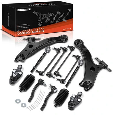 2007-2011 Toyota Camry A Set of 14 Control Arm Ball Joint Tie Rod and Sway Bar Link Kit Front Side A-Premium APCA3933