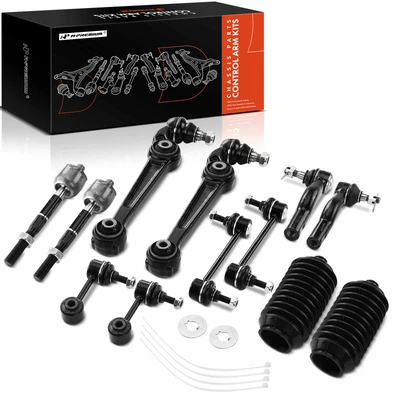 12 Pcs Front & Rear Control Arm Bar Link Tie Rod End Kit