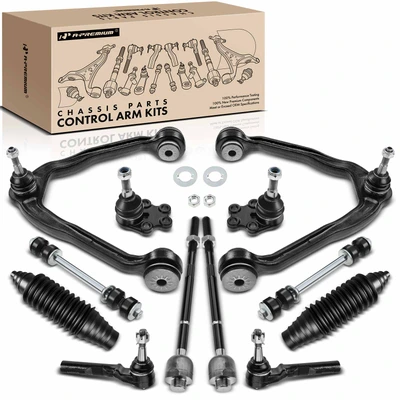 12 Pcs Front Control Arm Sway Bar Tie Rod End