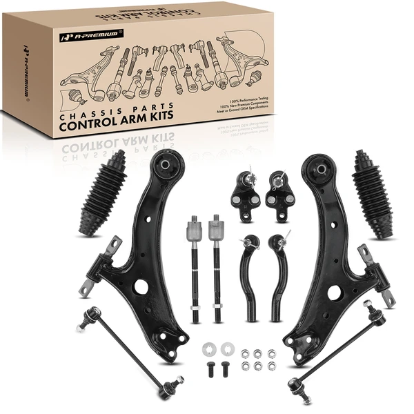 A Set of 12 Control Arm Ball Joint Tie Rod and Sway Bar Link Kit Front Side A-Premium APCA3957