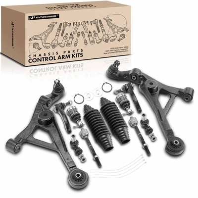 12 Pcs Front Control Arm & Ball Joint Stabilizer Bar Link Tie Rod End