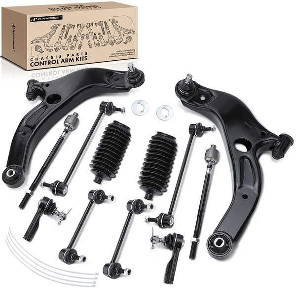 A Set of 12 Control Arm Ball Joint Tie Rod and Sway Bar Link Kit Front Inner & Outer A-Premium APCA3960