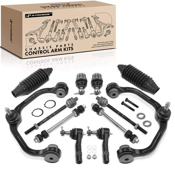 A Set of 12 Control Arm Ball Joint Tie Rod and Sway Bar Link Kit Front Side A-Premium APCA3962