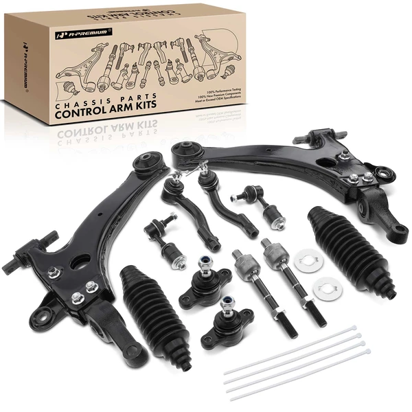 A Set of 12 Control Arm Ball Joint Tie Rod and Sway Bar Link Kit Front Side A-Premium APCA3963