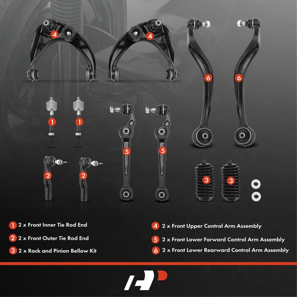 A Set of 12 Control Arm Ball Joint and Tie Rod End Kit Front Side A-Premium APCA3969