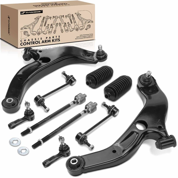 A Set of 10 Control Arm Ball Joint Tie Rod and Sway Bar Link Kit Front Side A-Premium APCA3972