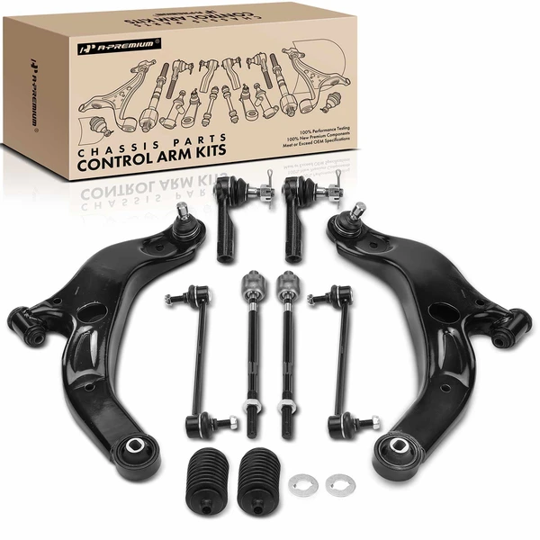 A Set of 10 Control Arm Ball Joint Tie Rod and Sway Bar Link Kit Front Side A-Premium APCA3975