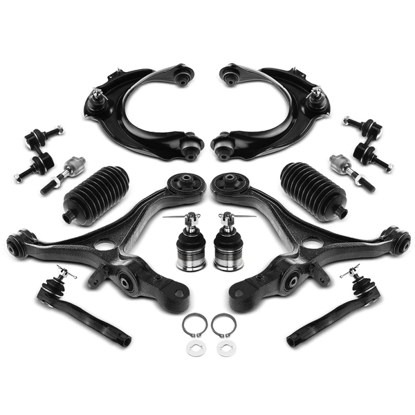 A Set of 14 Control Arm Ball Joint Tie Rod and Sway Bar Link Kit Front Lower & Upper A-Premium APCA3446